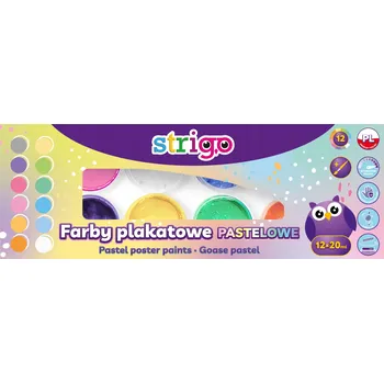 Výtvarná barva Pastelové plakátové barvy STRIGO 12 barev
