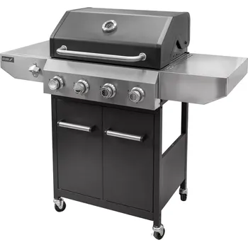 Zahradní gril Dedra plynový gril Batory NG0900, 12kW, 4 hořák, nerez-černý + vařič, skříňový (Plynový gril DEDRA NG0900 Batory 900 | 4 hořáky | 12 kW | Litinový rošt | Teploměr | Kód: NG0900)