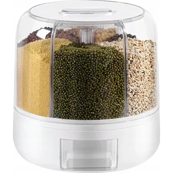 Dóza na potraviny Otočný zásobník / organizér na potraviny 360° – na sypké produkty a koření, bílý
