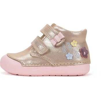 Dívčí polobotky D.D.step Celoroční boty obuv D.D. step kožené S066-61993A zlaté s kytičkami velikost: 23