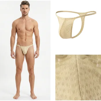 Pánské tanga Žlutá ergonomická tanga průsvitná Dukeboy Velikost: L Nylonová; Průsvitná