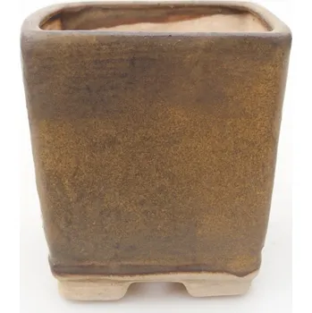 Květináč Keramická bonsai miska 6,5 x 6,5 x 7 cm hnědá