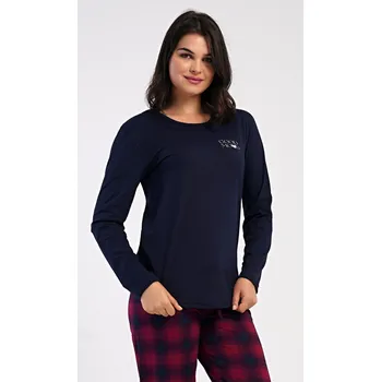 Dámské pyžamo Vienetta Dámské pyžamo dlouhé Emma: tmavě modrá M
