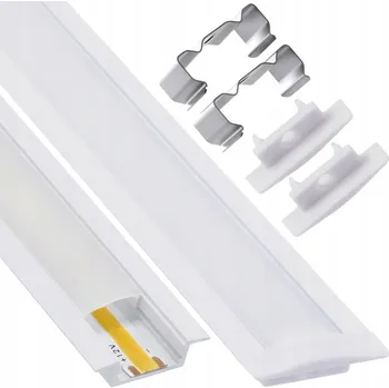 LED páska BERGE LED hliníkový profil zapuštěný 1m bílý - sada -31-B-M-1M