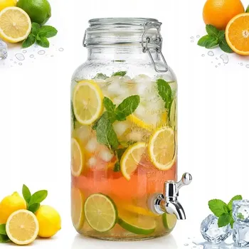 Sklenice SKLENICE S KOHOUTKEM SKLENĚNÁ ZAVAŘOVACÍ SKLENICE 4L NA LIMONÁDU VODU DŽUS LIKÉRY