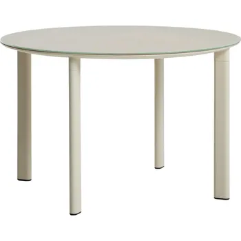 Zahradní stůl Kave Home Krémový zahradní jídelní stůl Erice Ø 120 cm se skleněnou deskou