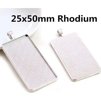 Přívěsek Lůžko na pryskyřici OBD2550 Přívěšek Rhodium 5ks 25x50mm
