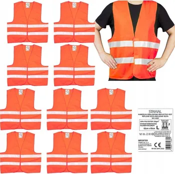 Výstražná reflexní vesta pro dospělé velikosti L s BOZP certifikátem CE EN20471, 10 Ks