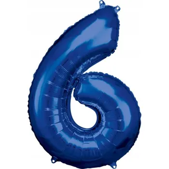 Balónek Fóliový balónek Amscan číslice 6 modrý 88 cm 1 Ks