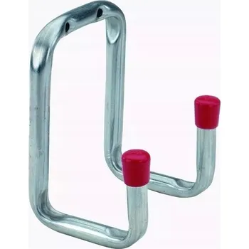 Věšák Dvojitý garážový držák Metro kovový pozink bílý + červený 90x75x120 mm