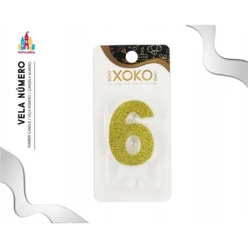 Dortová svíčka Zlatá brokátová svíčka číslice 6 na dort