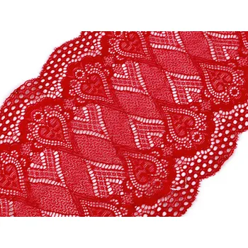Krajka Elastická krajka / vsadka / běhoun šíře 18 cm Varianta: 3 (16 cm) červená, Balení: 1 m