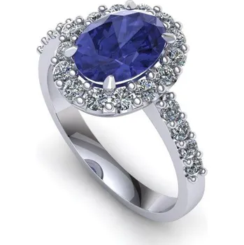 Prsten Dámský prsten s tanzanitem a brilianty PK 21006 Materiál: Bílé zlato 14kt, Velikost: 51