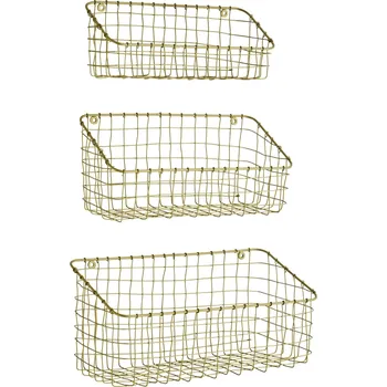 Piknikový koš MADAM STOLTZ Nástěnný drátěný koš Antique Brass S