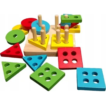 Dřevěná hračka Dřevěná Montessori Hračka – Geometrický Stohovač Boxiki Kids | 16 Dílů