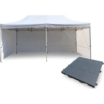 Zahradní stan Nůžkový Párty stan 3x6m ALU Premium 4ks plné bočnice + PLASTOVÁ PODLAHA 72ks barva Černá