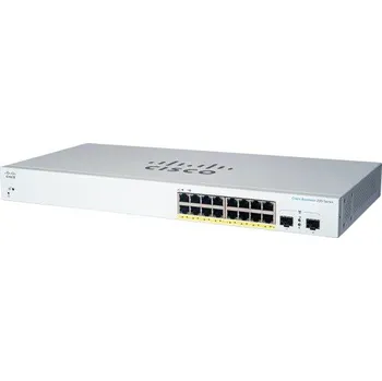 Síťový prvek Cisco switch CBS220-16P-2G (16xGbE,2xSFP,16xPoE+,130W,fanless) - REFRESH CBS220-16P-2G-EU-RF