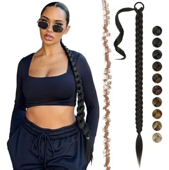 Barva na vlasy FESHFEN Braid Extensions Cop Prodlužovací cop se sponou do vlasů, 65 cm Dlouhý Cop Prodlužovací