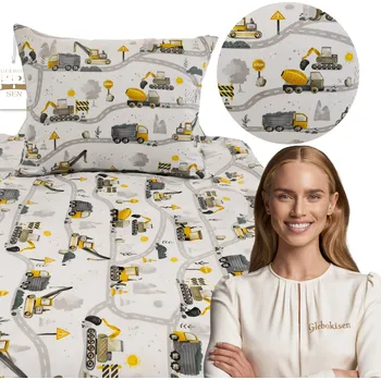 Povlečení Sada povlečení Głęboki Sen 100x160 cm bílá bagry 2 díly