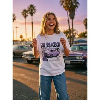 Dívčí oblečení Sinsay - Bavlněné oversize tričko s potiskem - bílá - 301GW-00X - 301GW-00X-146