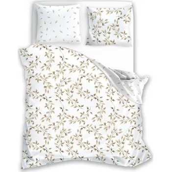 Povlečení Bavlněné saténové povlečení Milagro Verde 021 140x200 cm + 70x90 cm bílé