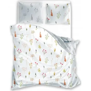 Povlečení Bavlněné saténové povlečení Milagro Verde 022 140x200 cm + 70x90 cm bílé/šedé