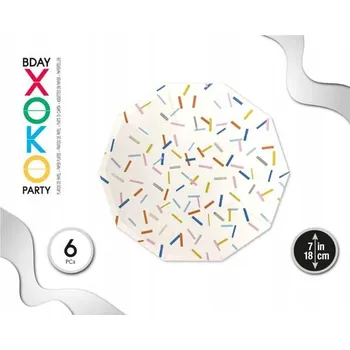 Talíř Papírový talíř s barevnými proužky - 18 cm