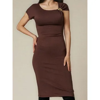 Dámské šaty Sinsay - Midi šaty s&nbsp;nabíráním - burgundy - 813CF-92X - 813CF-92X-XS