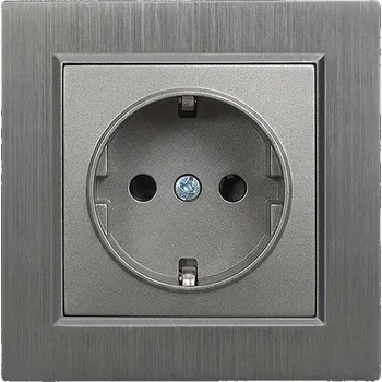 Elektrická zásuvka Zásuvka Nova s šedým kartáčovaným rámečkem