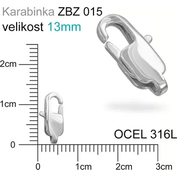 KARABINKA chirurgická ocel. Ozn. ZBZ 015. Velikost 13,0mm.