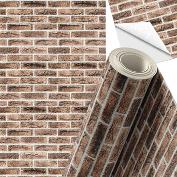 Tapeta SAMOLEPICÍ TAPETA NA ZEĎ V ROLI CIHLA HNĚDÁ 10 m x 45 cm