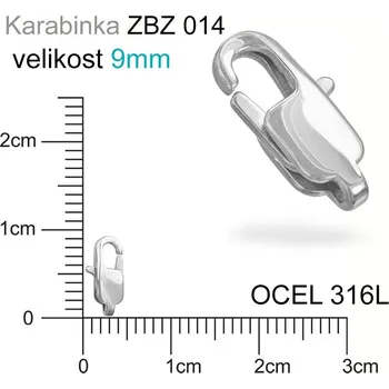 KARABINKA chirurgická ocel. Ozn. ZBZ 014. Velikost 9,0mm.