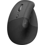 Logitech Lift/Vertikální/Optická/Pro leváky/4 000 DPI/USB+BT/Grafitová