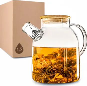 Konvice na čaj Cosumy Skleněná konvice 1,5 l s filtrem ve výlevce a bambusovým víčkem