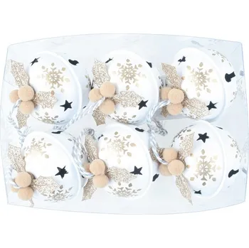 Anděl Přerov, s.ro. Rolničky 5 cm, 6 ks, bílé se zlatým potiskem