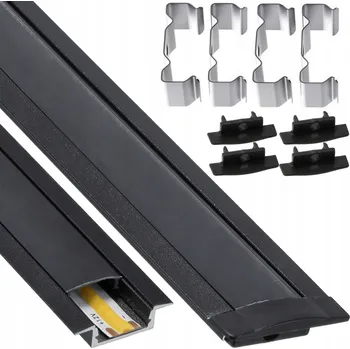 LED osvětlení BERGE LED hliníkový profil zapuštěný 2m černý - sada -31-C-C-2M