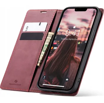 Pouzdro na mobilní telefon Flipové pouzdro Spacecase pro Apple iPhone 14 Plus, červené