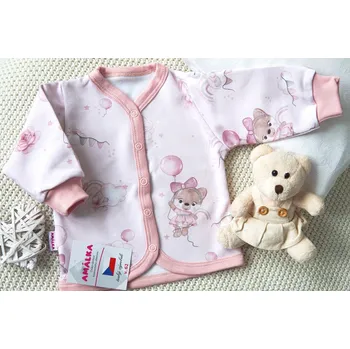 Kojenecké oblečení AMÁLKA Propínací kabátek digitální teplákovina, medvědí holčička Velikost: 52