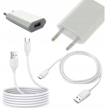 SADA UNIVERZÁLNÍ USB SÍŤOVÁ NABÍJEČKA 5V + USB A - USB-C KABEL 1M