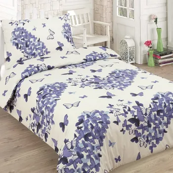 Povlečení Aliza Bavlněné povlečení Srdíčka z motýlů modrá