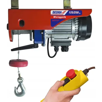 lanový naviják DEDRA ELEKTRICKÝ NAVIJÁK DED7911 550W, NOSNOST 125/250 KG, OCELOVÉ LANO 12,5 M