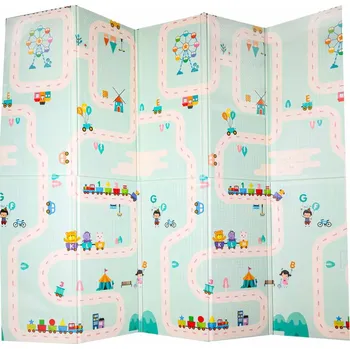 Hrací deka KIK Vzdělávací oboustranná pěnová skládací podložka panda street 180 x 200 cm