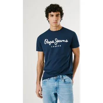 Pánské oblečení Pepe Jeans Pánské tričko ORIGINAL STRETCH N Barva: modrá, Velikost: L