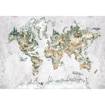 Fototapeta Fototapeta MAPA SVĚTA Dětská Zvířata 312x219