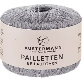 Příze Austermann Pailletten 4 Stříbrošedá (Přípletová příze s flitry Pailletten Silber)