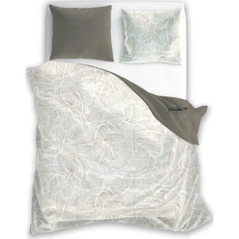 Povlečení Bavlněné saténové povlečení Milagro Verde 028 140x200 cm + 70x90 cm bílé/béžové