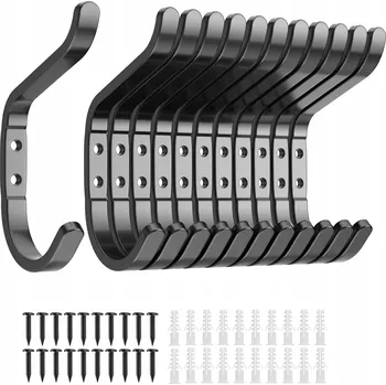 Věšák Nástěnné háčky Věšáky na oblečení Kovové Matné Černé 9,8 cm 12 ks