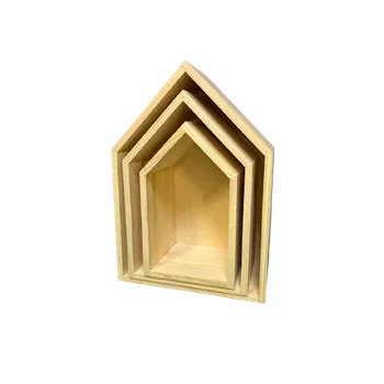 police Dřevěné poličky domeček 3v1