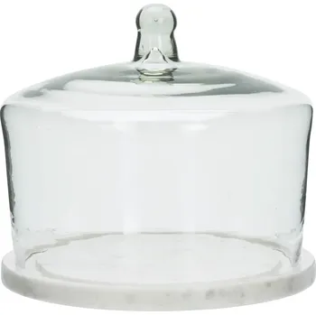 MADAM STOLTZ Mramorový podnos se skleněným poklopem