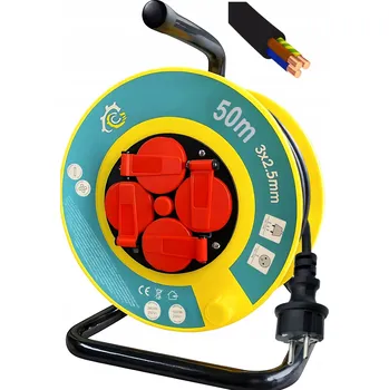 Napájecí kabel Prodlužovací Kabel BUBNÍKOVÝ 50m 3×2,5mm2 STAVEBNÍ NA BUBNU IP44